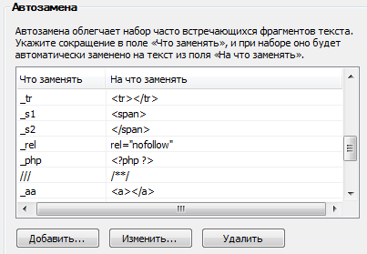 автозамена слов для программистов